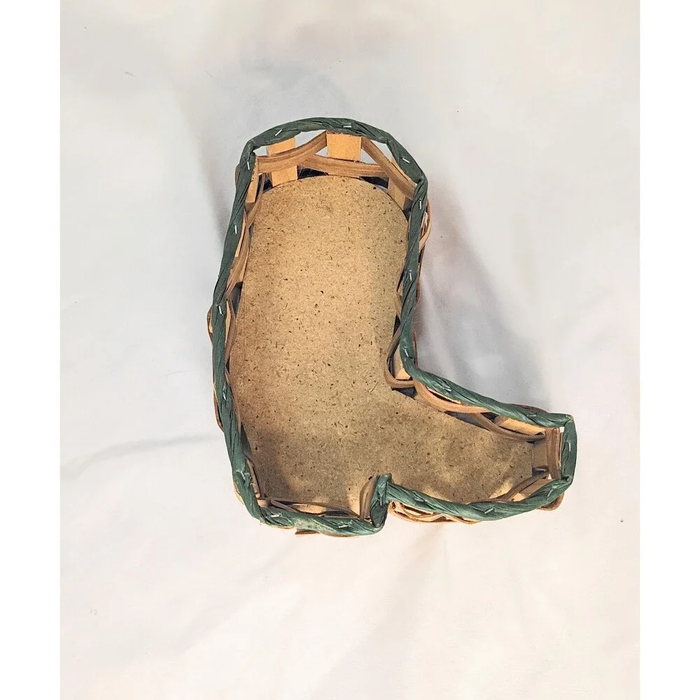 Wicker and Wood Boot Shaped Basket Tray